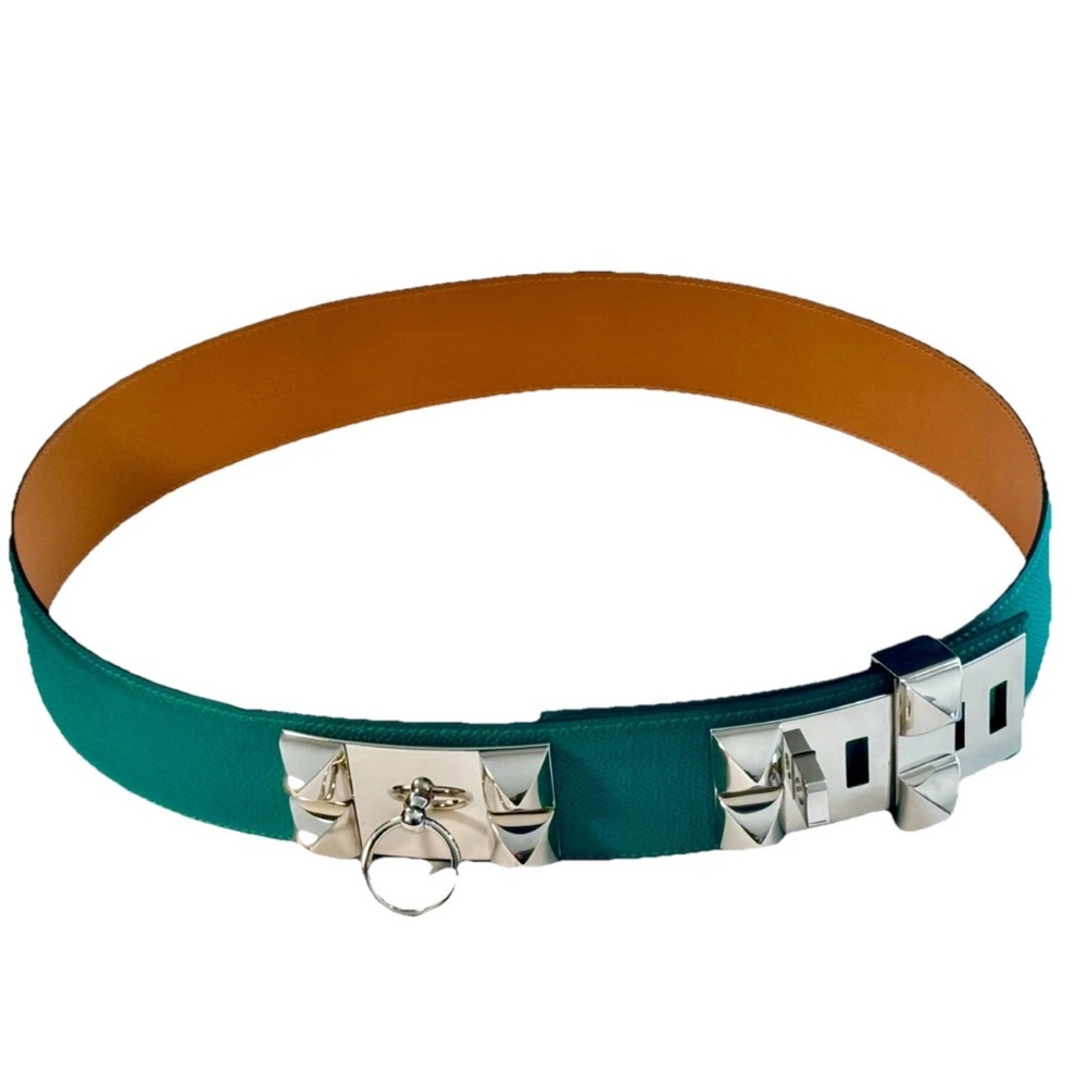 Hermès Collier de Chien Belt 2014 Malachite Epsom Leather Palladium